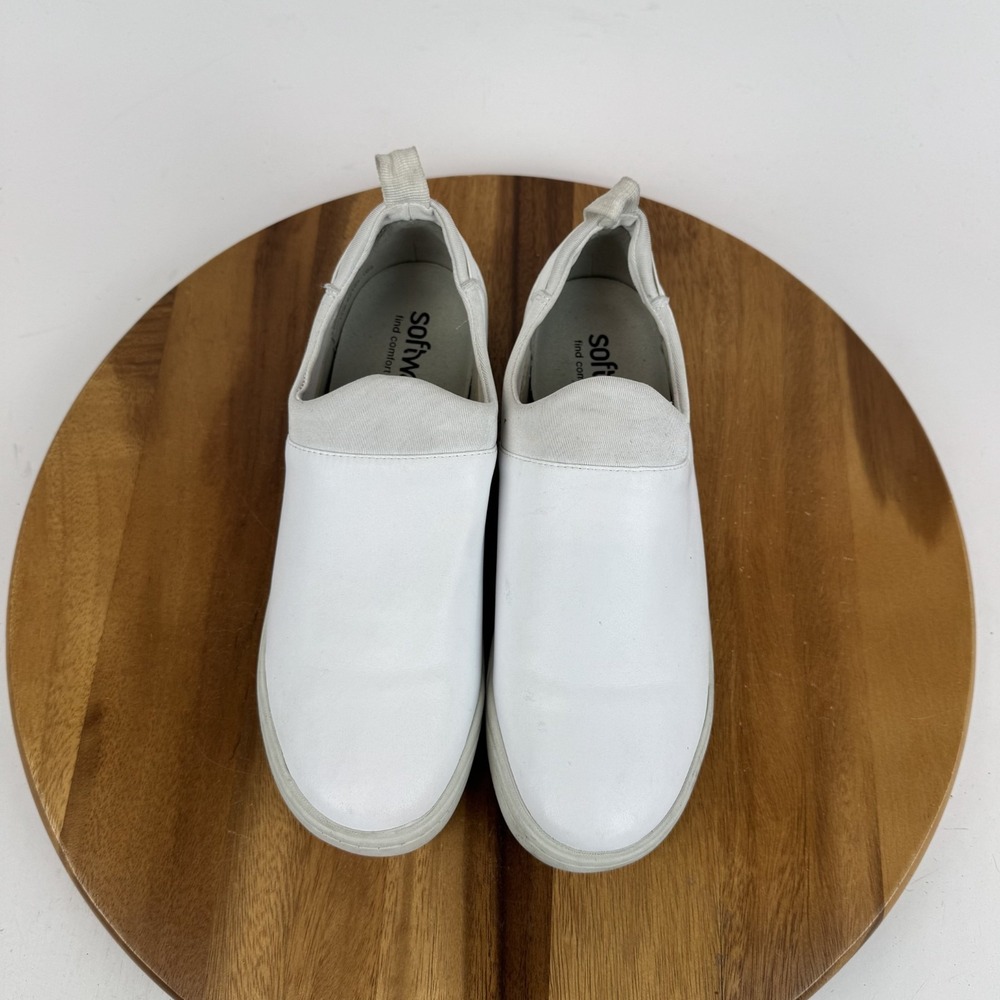 Womens Softwalk Maya Lifestyle White‎ Leather Pull On Casual Sneakers Size 11 M